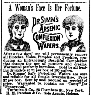 18891109 Arsenic complexion wafers - Helena Independent
