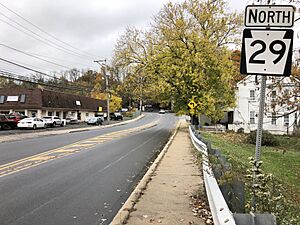 2022-10-26 13 55 24 View north along Pennsylvania State Route 29 (Gravel Pike) just north of Macoby Street in Green Lane, Montgomery County, Pennsylvania