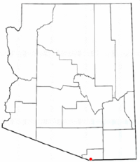 Location of Nogales in Santa Cruz County, Arizona.