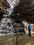 Awestruck at the majesty of Eternal Flame Falls, Chestnut Ridge Park, Orchard Park, New York - 20210323