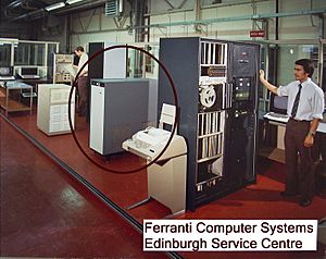 Burroughs B-475 disk drive at Ferranti Computer Systems Service Centre in Edinburgh 1980