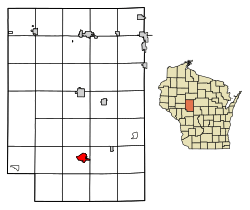 Location of Neillsville in Clark County, Wisconsin.