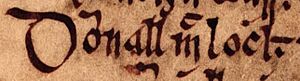 Domnall Mac Lochlainn (Oxford Bodleian Library MS Rawlinson B 488, folio 19r)