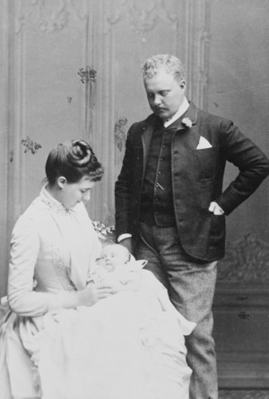 Duke and Duchess of Braganca, Crown Prince and Princess of Portugal with their infant son Don Luis Philippe, 1888