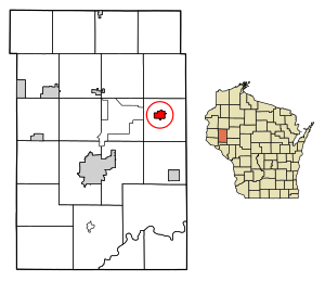Location of Colfax in Dunn County, Wisconsin.