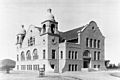 Exterior view of the Bonita Union high School serving two cities, (Lordsburg) San Dimas and La Verne, ca.1900 (CHS-5283) (cropped)