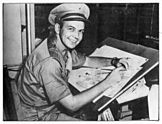 Fred Lasswell at the drawing board