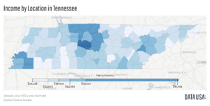 Geo Map of Median Income by Location in Tennessee