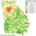 Georgia Population Density by Census Tract 2018