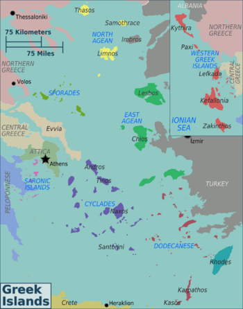 Greek Islands regions map
