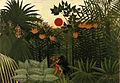 Henri Rousseau - Tropical Landscape - American Indian Struggling with a Gorilla