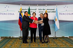 Hugo, Dilma, Pepe, Cristina en Mercosur