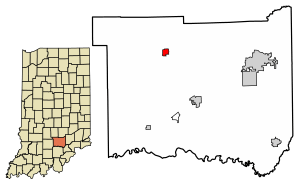 Location of Freetown in Jackson County, Indiana
