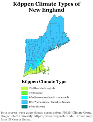 Köppen Climate Types New England