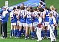 Kangaroos team huddle