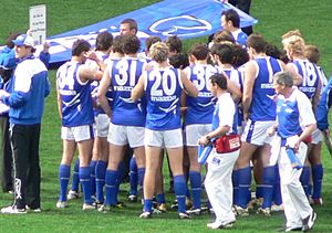 Kangaroos team huddle