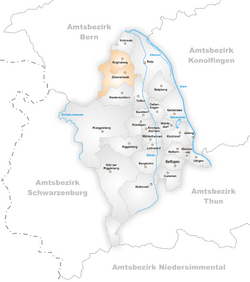 Karte Gemeinden des Bezirks Seftigen 2003
