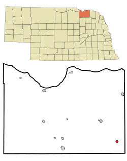Location of Wausa, Nebraska