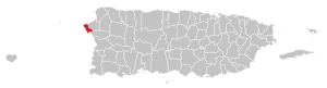 Map of Puerto Rico highlighting Rincón Municipality