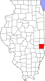 Map of Illinois highlighting Clark County