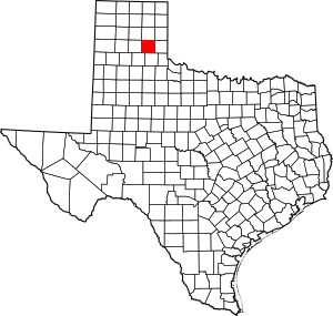 Map of Texas highlighting Donley County