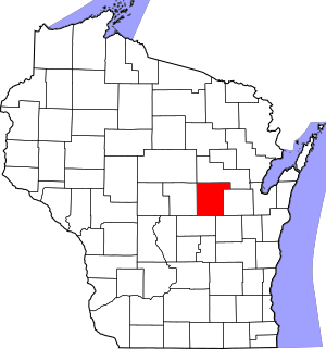 Map of Wisconsin highlighting Waupaca County