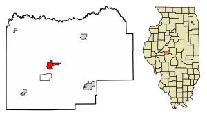 Location of Petersburg in Menard County, Illinois.