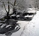 Mill Pond Weir St Johns Wood Calder Vale after Snowfall - geograph.org.uk - 1204623