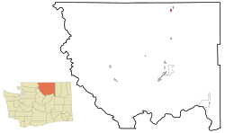 Projection of Okanogan County with Oroville in red