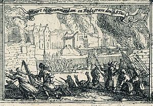 Overzicht van aan de Fransen verloren versterkte steden en belangrijke gebeurtenissen van het jaar 1672- RP-P-OB-77.069 (cropped) - Moort te Swammerdam en Bodegraven den 28 Dec