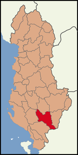 Map showing Përmet District within Albania