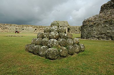 Pevensey Castle catapult balls