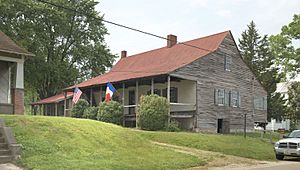 Photograph from the street of the Amoureaux House in Ste Genevieve MO