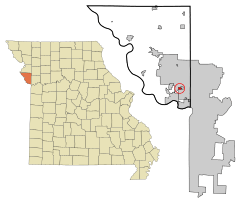 Location of Platte Woods, Missouri