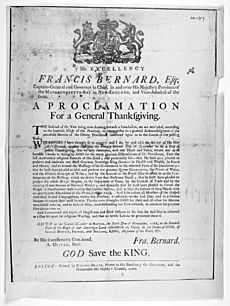 Proclamation for a General Thanksgiving Governor Francis Bernard