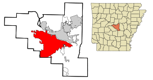 Pulaski County Arkansas Incorporated and Unincorporated areas Little Rock Highlighted