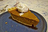 Pumpkin pie with Cool Whip on top