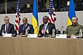 Rustem Umerov of Ukraine with U.S. Secretary of Defense Lloyd Austin, NATO Secretary General Jens Stoltenberg and General Charles Q. Brown, Jr. at NATO in Brussels, Belgium, June 13, 2024