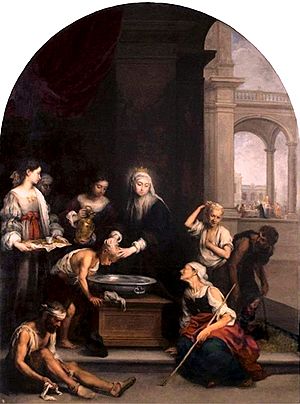 Santa Isabel de Hungría curando tiñosos.