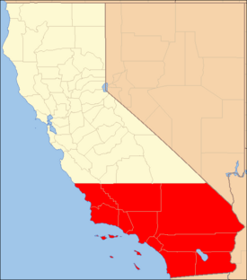 Red: The ten counties of Southern California