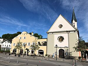 The former Prantshausen castle and the Church of Saint Sebastian