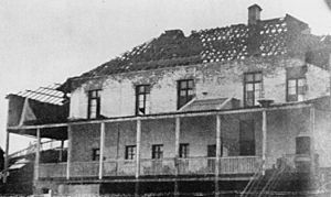 StateLibQld 2 41019 Rear view of the Cleveland Hotel after being damaged by a storm, June 1929