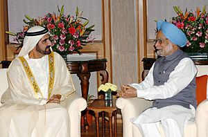 The Ruler of Dubai His Highness Sheikh Mohammed bin Rashid Al Maktoum calling on the Prime Minister, Dr. Manmohan Singh, in New Delhi on March 11, 2010