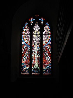 Tree of life stained glass window at St Peter's Church, Carmarthen