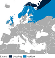 Willow Ptarmigan Lagopus lagopus distribution in Europe map