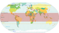World map indicating tropics and subtropics