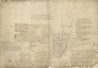 (Survey of the original landholdings in Washington D.C. in the area bounded by The Mall, North Capitol St., Tiber Creek, N St. N.W., and Seventh St. N.W.) LOC 87694238