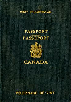 1936 Vimy pilgrimage passport