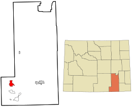 Location in Albany County and the state of Wyoming.
