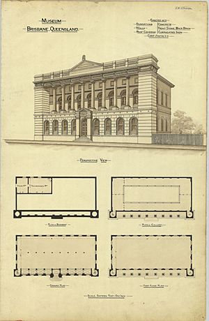 Architectural plans of the Queensland Museum, Brisbane, 1888